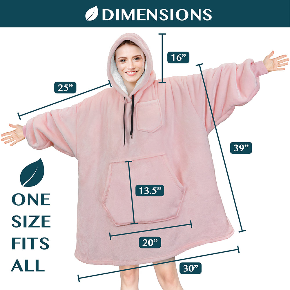 Blanket Sweatshirt Sherpa Plush Soft Comfy Fleece Oversized Hoodie Pocket Gift