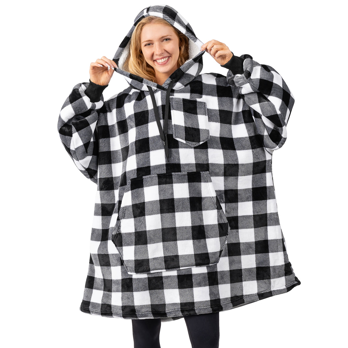 Blanket Sweatshirt Sherpa Plush Soft Comfy Fleece Oversized Hoodie Pocket Gift