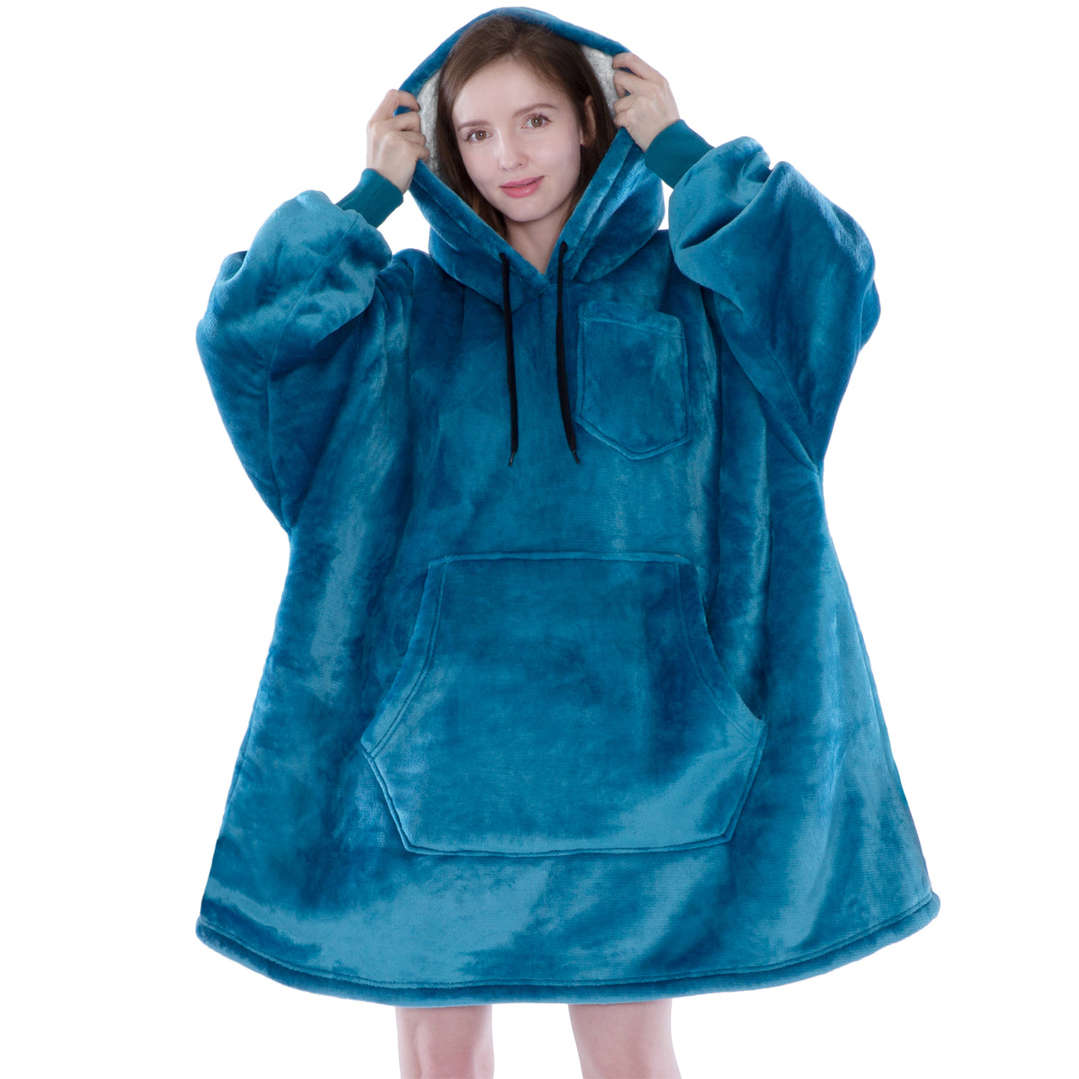 Blanket Sweatshirt Sherpa Plush Soft Comfy Fleece Oversized Hoodie Pocket Gift