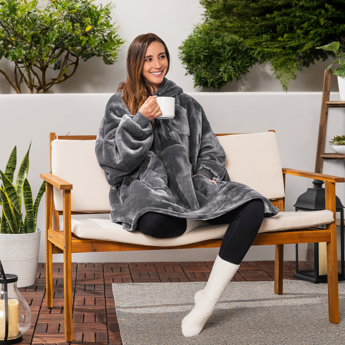 Blanket Sweatshirt Sherpa Plush Soft Comfy Fleece Oversized Hoodie Pocket Gift