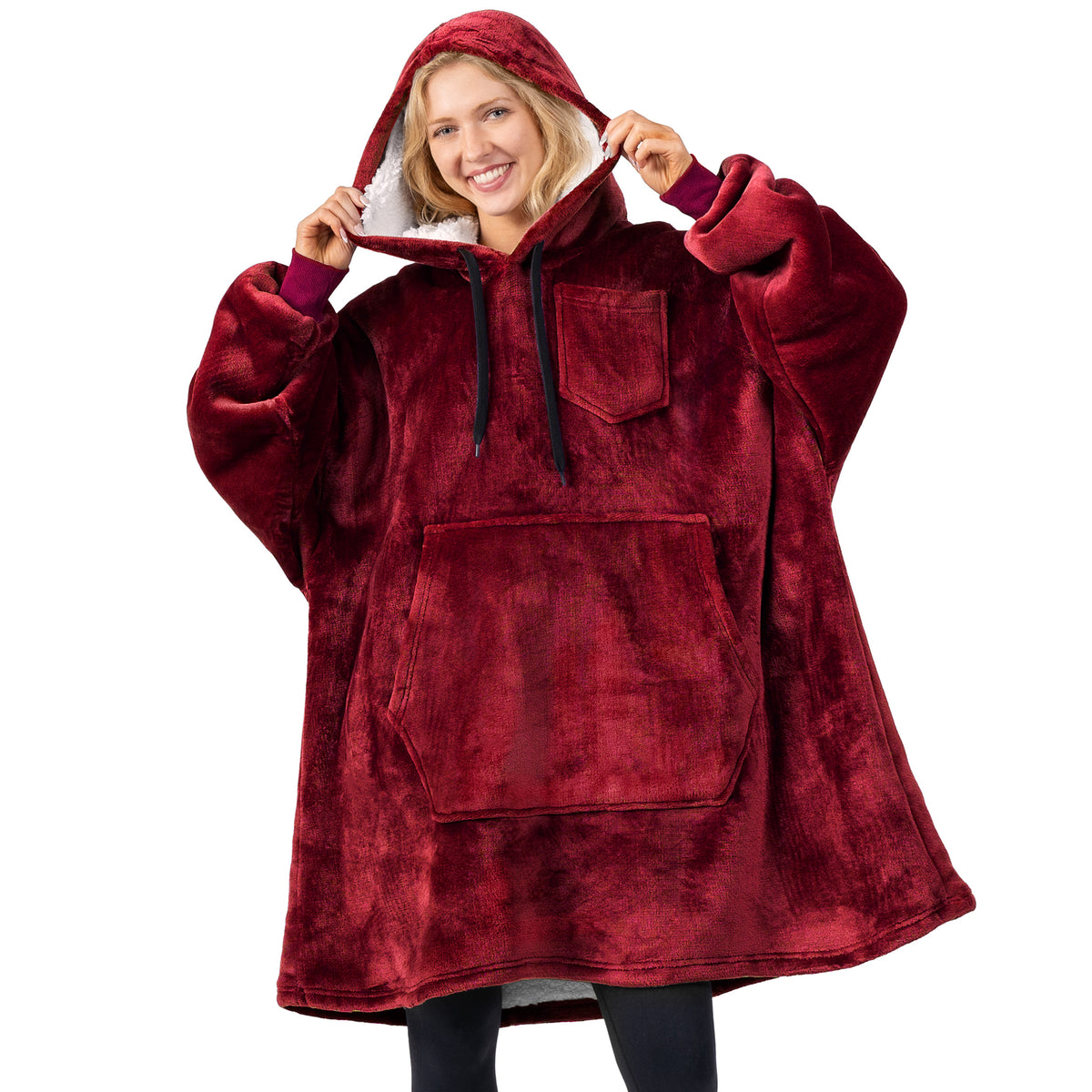 Blanket Sweatshirt Sherpa Plush Soft Comfy Fleece Oversized Hoodie Pocket Gift