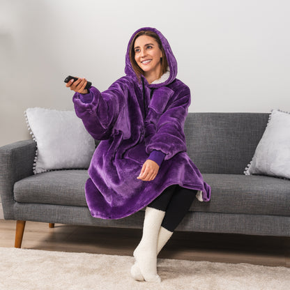 Blanket Sweatshirt Sherpa Plush Soft Comfy Fleece Oversized Hoodie Pocket Gift