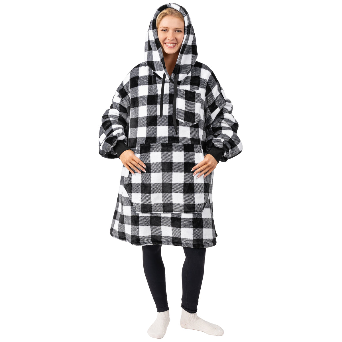 Blanket Sweatshirt Sherpa Plush Soft Comfy Fleece Oversized Hoodie Pocket Gift