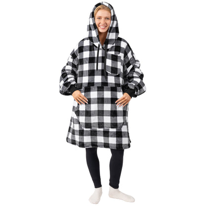 Blanket Sweatshirt Sherpa Plush Soft Comfy Fleece Oversized Hoodie Pocket Gift