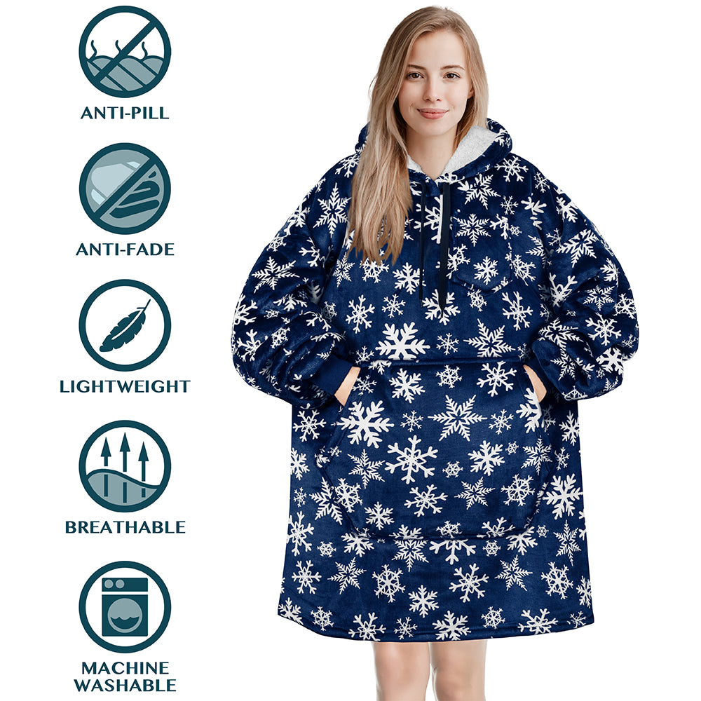 Blanket Sweatshirt Sherpa Plush Soft Comfy Fleece Oversized Hoodie Pocket Gift
