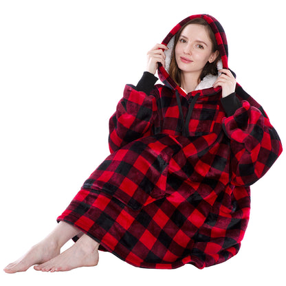 Blanket Sweatshirt Sherpa Plush Soft Comfy Fleece Oversized Hoodie Pocket Gift