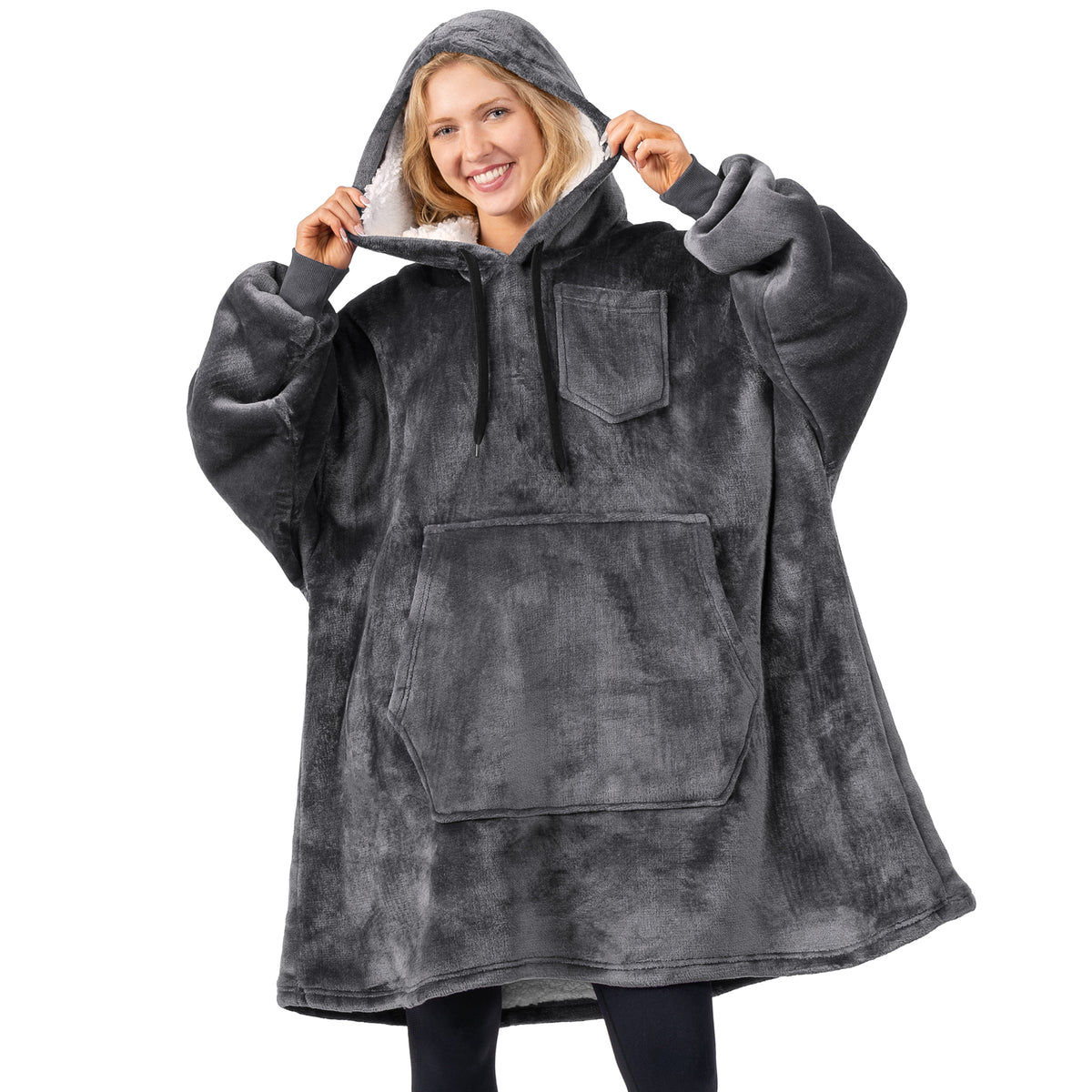 Blanket Sweatshirt Sherpa Plush Soft Comfy Fleece Oversized Hoodie Pocket Gift