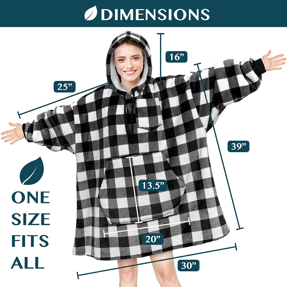 Blanket Sweatshirt Sherpa Plush Soft Comfy Fleece Oversized Hoodie Pocket Gift