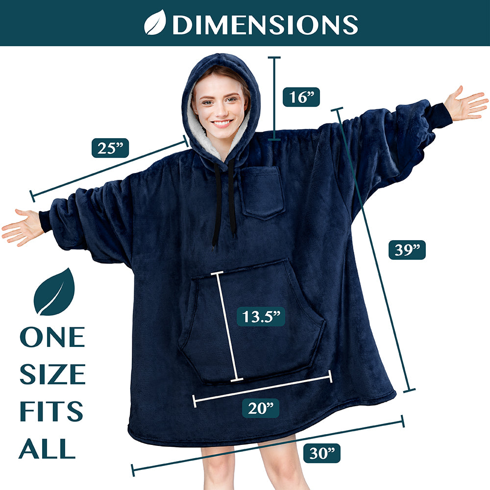 Blanket Sweatshirt Sherpa Plush Soft Comfy Fleece Oversized Hoodie Pocket Gift