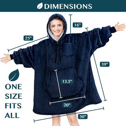Blanket Sweatshirt Sherpa Plush Soft Comfy Fleece Oversized Hoodie Pocket Gift