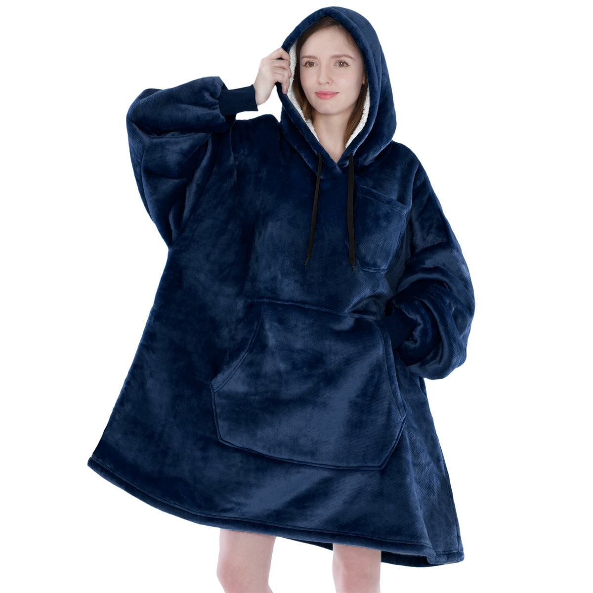 Blanket Sweatshirt Sherpa Plush Soft Comfy Fleece Oversized Hoodie Pocket Gift