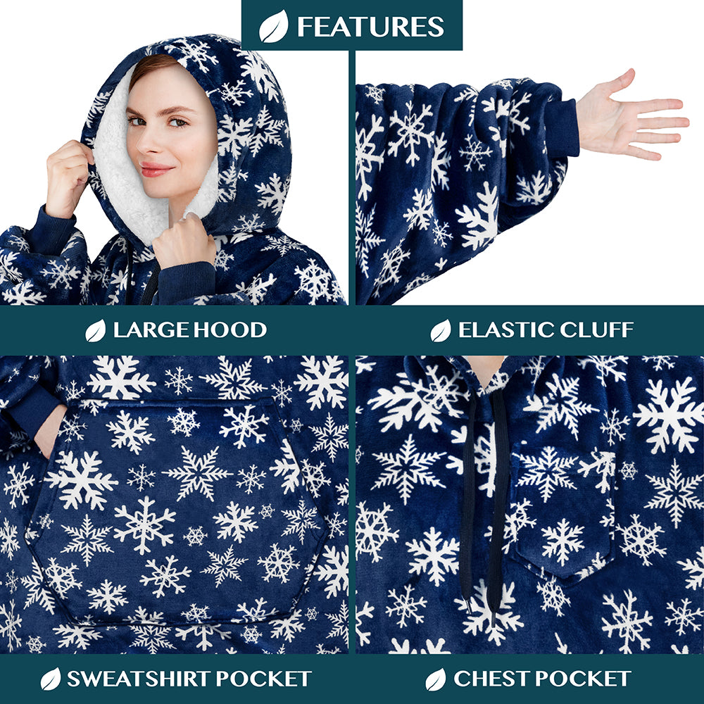 Blanket Sweatshirt Sherpa Plush Soft Comfy Fleece Oversized Hoodie Pocket Gift