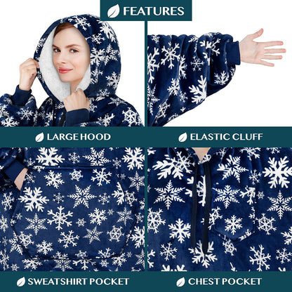 Blanket Sweatshirt Sherpa Plush Soft Comfy Fleece Oversized Hoodie Pocket Gift